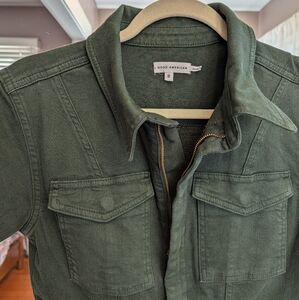 Good American Green Denim Jumpsuit